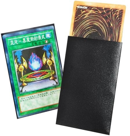 200 Counts Yugi oh Card Sleeve, FOTEEMO Card Sleeves for Trading Cards Japanese Small Card Sleeves Card Protector Sleeves Back Textured Perfect Shuffling Sleeve (Black/62 * 89mm)