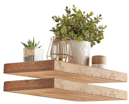 Fox & Grain Premium Handcrafted Rustic Floating Shelves - 2 Pack (70cm)