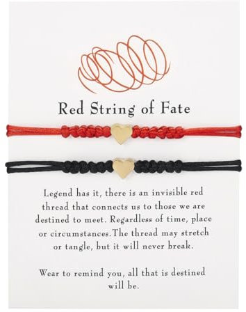 2 Pezzi Bracciale Coppia filo rosso, BEPSYOM Bracciale Portafortuna Donna, Regali Di Coppia, Bracciale Filo Rosso Del Destino