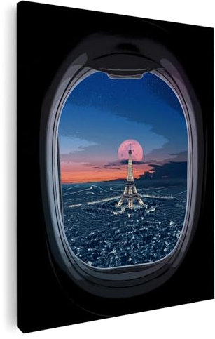 Artmazing | Paris Landing Bild bunt | S-Art Bilder | Paris Landing Bilder Modern | Coole Wandbilder Wohnzimmer | Wandbild Paris Landing Deko XXL | Bild Leinwand XXL | Paris Landing Bilder Wand