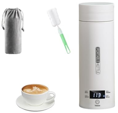 LoveFirst Hervidor Eléctrico Portátil de Agua de Viaje Pequeño 500 ml 3 en 1 Mini Taza de Calentamiento 304 Acero Inoxidable 4 Controles de Temperatura Con Ebullición Rápida y Apagado Automático