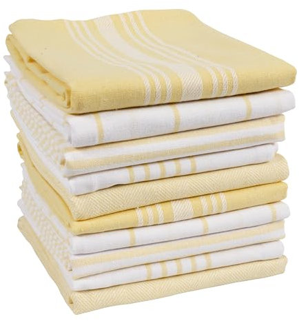 KAF Home Soho Küchen-Geschirrtuch-Set, 45,7 x 71,1 cm, weich und saugfähig, gemischte flache Handtücher, zum Trocknen und Reinigen von Geschirr, langlebig und bunt, Gelb