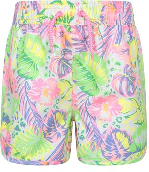 Mountain Warehouse Patterned Girls Boardshorts - Lightweight Swim Shorts with Adjustable Waist, Easy Care Bottoms - Spring Summer, Beach, Swimming, Pool Purple (01) Kids Size 5-6 Years