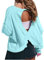 Women's Long Sleeve T Shirts Open Back Workout Crop Tops Casual Lightweight Athletic Gym Yoga Tee Loose Solid Backless T-Shirt Running Top Trendy Sport Tops with Thumb Hole