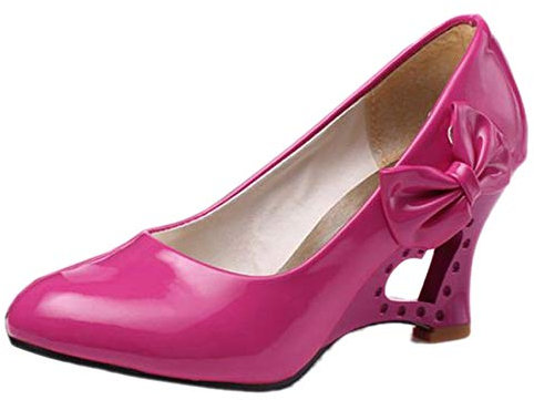 Smilice Dulces zapatos de tacón de cuña arco mujer zapatos, fucsia, 42 EU