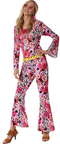 dressforfun Hippie Kostüm Set, 60er Jahre Kostüm, Kostüm Disco Damen, 70er Mode Damen, Kostüm Hippie Frau, Hippie-Kostüm, Flower Power Kostüm, Hippie Damen, Schlaghose, Kostüme Fasching Damen - XXL