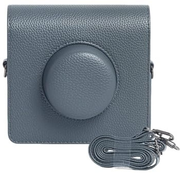 Aisnyho Wide EVO Schutzhülle, PU-Leder, Schutzhülle für Instax Wide Evo Kamera mit Schultergurt, dunkelgrau, PU-Schutzhülle
