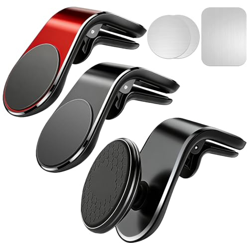 JSMTKJ 3 Pezzi Supporto Auto Magnetico con Rotazione 360° - Universale Compatibile con Tutti Smartphones, Installazione Facile in Secondi e Design Compatto per Uso Ottimale in Auto