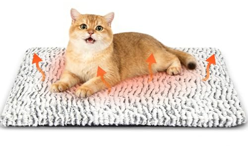 Newthinking Self Heating Cat Bed, 70x50CM Large Self-Warming Pet Bed Blanket Mat with Removable Cover, Electric-Free Heated, Machine Washable