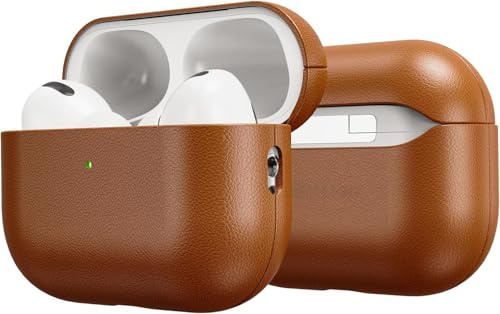 Leather Case for AirPods Pro 3, Handmade, Fully-Wrapped with Top Grain Leather, Effortless MagSafe, Drop-Proof, Compatible with Airpods Pro 3rd Generation Case (Brown)