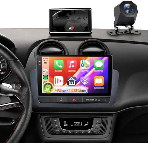 【4+128G】 Hodozzy Carplay Autoradio für Seat Ibiza 2012-2015, Android Autoradio 9 Zoll In-Cell Bildschirm mit Android Auto/WiFi/GPS/RDS/FM/Bluetooth/USB+Rückfahrkamera für Seat Ibiza