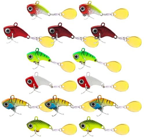 Spinner Angeln Angelköder Set, 14 Stück Angelköder Jig Spinner Kunstköder, Forellenköder Spoons Forelle Spinnerbait Bleikopfspinner für Barsch Hecht Zander Wels Döbel