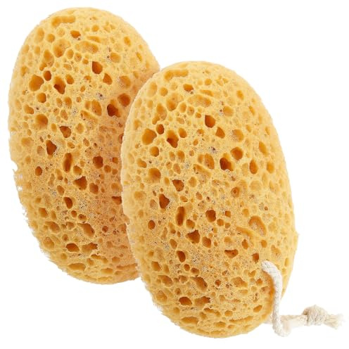 DOPENSPI Lot de 2 éponges de mer pour douche, éponge de bain en nid d'abeille, grande éponge douce exfoliante pour le corps, éponge de mer dense avec corde de suspension pour homme et femme
