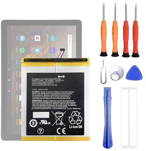 VUXYIT 58-000377 Compatible with HD 10 (11th Gen) T76N2B & HD 10 Plus Replacement Battery for T76N2P with Repair Tool Kit