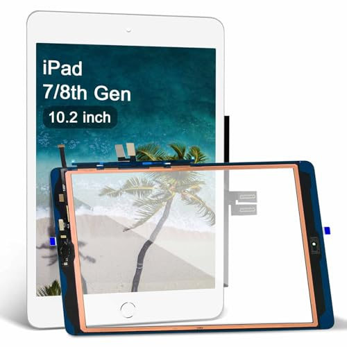 for iPad 7th/8th Generation Screen Replacement Glass Touch Digitizer 10.2, for 7 7th 8 8th Gen A2428 A2429 A2430 A2270 A2200 A2198 A2197 Touch Glass with Home Button[NO Fingerprint Reader] [White]