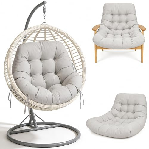 Kissen für Hängesessel Outdoor, 18 cm Dick, Wasserabweisend IPX2, UV-beständig, Extra Dickes Sitzkissen für Hängesessel,Polster für Eierstuhl & Schaukelstuhl, Garten, Terrasse, Balkon,120x85cm