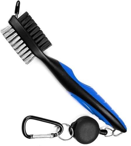 Golf Club Brush and Groove Cleaner Brush By BettGolf Brushes in 3 For Golf Shoes/Golf Club/Golf/Golf Groove,2 Ft Retractable Zip-line Aluminum Carabiner (blue)