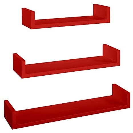 SANITEC Wandregal Moderner PENSILE Design CD-Halter MDF beschichtet HGFDGG rot
