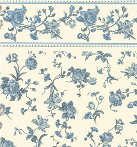 Melody Jane Dolls House Raffina Blue Rose Miniature Print 1:12 Scale Wallpaper 3 Sheets