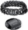 Bandmax Herren massive Schwarz Panzerkette personalisiert 17mm dicke Panzer Armband für Männer Jungen 21cm schwere kubanische Gliederarmband Modeschmuck Accessoire für Geburtstag Weihnachten