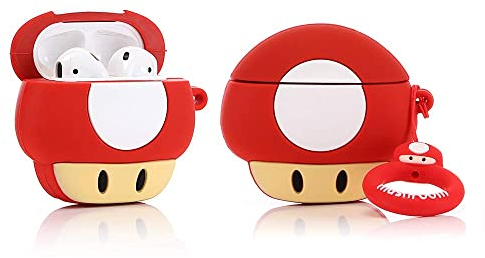 YIGEYI Silikon Hülle Kompatibel mit Airpods 1 & 2 Funny Cute 3D Cartoon Case Cover[Spiel-Cartoon-Animationsserie] (Mushroom)