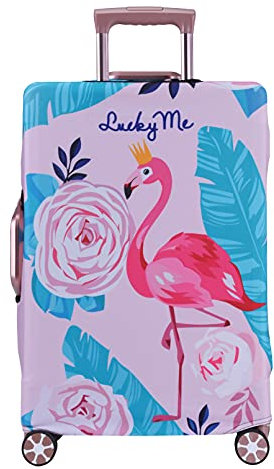 LEAFOREST Housse de protection élastique en élasthanne résistant à l'eau pour valise de voyage de 48 à 81 cm, flamant rose, M