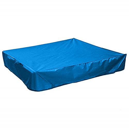 Moiyoudis Staubdichte Sandkastenabdeckung Sandkastenabdeckung mit Kordelzug Wasserdicht Sandkastenabdeckung Schwimmbadabdeckung Quadratische Möbelabdeckung (Blau, 150 x 150 cm)
