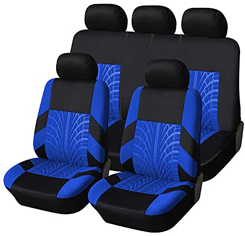 Linarun Sitzbezüge Auto Set Autositzbezüge Schonbezüge Vordersitze und Rücksitze (Blau, Full Set)