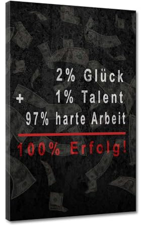 Hustling Sharks® Motivationsbilder als XXL Wandbild Erfolgsrechnung - Hochformat (80x120cm), Motivationsbilder Leinwand, Büro Bilder, Erfolg Bilder, Bilder Erfolg, Bilder Spruch, Büro Bild