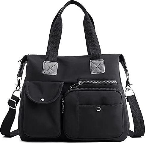 DORRISO Bolsos de Mujer Bandolera Bolso Moda Lona Bolsa Tote Bolso Grande Bolso de Mano Trabajo Escuela Viajes Casual Diario Bolsos Cruzados Negro