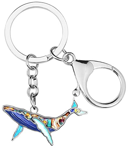 Emaille-Legierung niedlich Wal Schlüsselanhänger Ozean Schlüsselanhänger für Frauen Mädchen Tasche Brieftasche Charms Novelty Geschenke (Blau), 20mm x 40mm