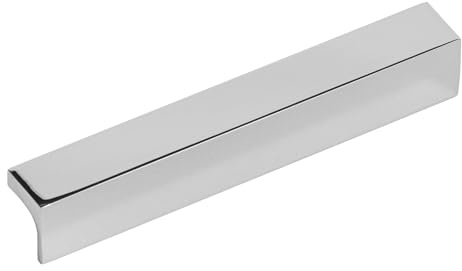Decoranddecor Napa Modern L-Shaped Cabinet Pull Handles, Premium Zinc Architectural Hardware for Kitchen Drawers and Cupboards, Sleek Minimalist Design 96mm Hole Centres - Polished Chrome