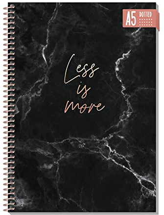 Bullet Journal dotted A5 mit Spiralbindung Less is more 160 Seiten, Notizbuch gepunktet mit Spirale, College-Block, Sprial-Block, Notizblock von Trendstuff by Häfft - nachhaltig & klimafreundlich