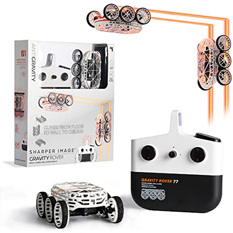 Sharper Image - Gravity Rover Remote Control Wall-Ceiling Climber - Remote Control Car with LED Under-glow - Long-Range 2.4GHz Control - Rechargeable Battery - Ultimate Indoor RC Toy for Kids