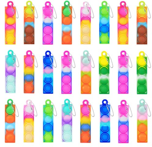Niumowang Mini Pop Schlüsselanhänger Set, 24 Pcs Mini Pop Fidget Toy, Push Zappeln Spielzeug, Mini Pop Bubble Fidget Schlüsselanhänger, Pop Anxiety Stress Reliever Gift for Adult Kids (24pcs)