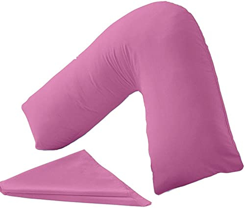 Night Zone V Shaped Polycotton Pillow Case Cover Nursing Pregnancy Maternity Orthopaedic Support PillowCase (Fuchsia)