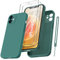 Qasyfanc HandyHülle für iPhone 12 Mini Hülle Silikon case mit 2 Stück schutzfolie, Ultra Microfiber TPU Flüssig silikon mit Kameraschutz Kratzfeste Rundumschutz Schutzhülle 5.4''-Dunkelgrün