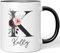 JUNIWORDS Tasse, Kelly, Name Anfangsbuchstabe Initial Alphabet Floral Buchstabe K Monogramm Motiv, Schwarz (5579275)