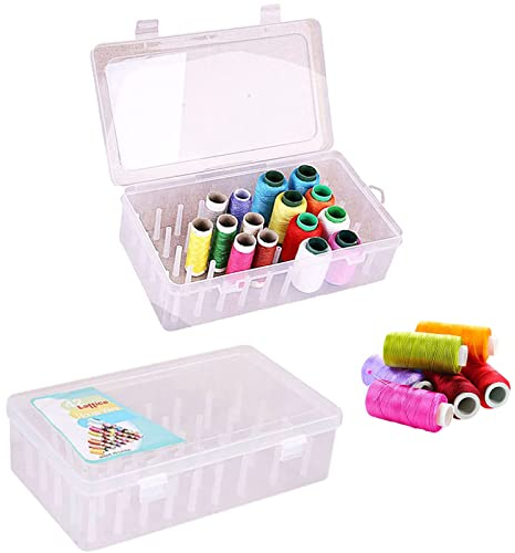 Leer Stickgarn Organizer Box, 2Pcs Nähgarn Box, Fadenbox Garnbox Leer für 42 Garnrollen Praktische Nähgarnhalter für Aufbewahrung Stickgarn Bastelarbeiten Nähfaden