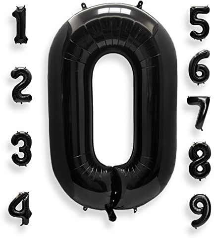 AULE Luftballon Zahl 0 Schwarz: XXL 101 cm Zahlen Folienballon Geburtstag Schwarze 0 Jahre 40 Zoll Helium Ballon Kinder Junge Mädchen Zahlenballon für Babyparty Jubiläum Deko