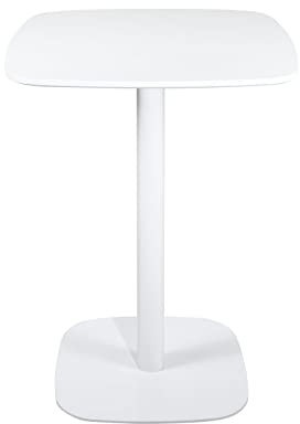 KAYELLES Mesa bistró de cocina, mesa auxiliar, altura 75 cm, bandeja 60 x 60 cm, 1 a 2 personas, pie fijo metal SILA (blanco)