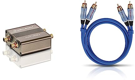 Oehlbach Audio Linear 8 - Galvanischer Trennfilter für Plattenspieler & Subwoofer -Stereo Audiokabel - Cinch-Kabel Set für CD-Player & Verstärker effektive Schirmung & OFC Kupfer - blau - 50cm