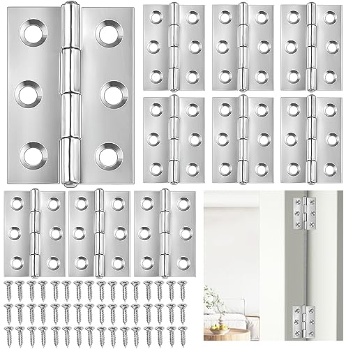 AFASOES 24 Pcs Folding Butt Hinges, 2 inch Hinges Metal Butt Hinges Silver Door Hinges Ball Bearing Door Hinges with Screws for Home Furniture Hardware Cabinet Closet Door Drawer