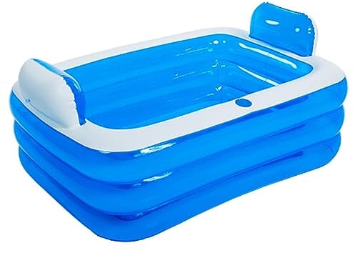 Aoguaro Bañera inflable portátil de spa, bañera de hidromasaje para 2 personas, tamaño adulto con respaldo y drenaje, PVC grueso plegable, para el hogar, al aire libre, viajes, piscinas