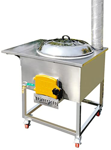 Tragbarer Mobiler Rauchfreier Kohle-/Holzofen Mit Schornsteinset Und 50-cm-Eisentopf,With Hot Water Tank