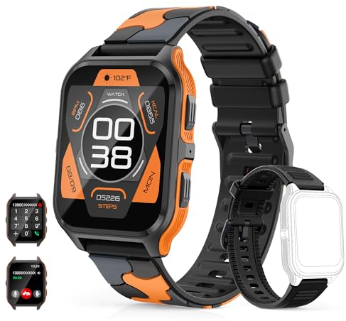 Montre Connectée Homme Femme avec Appels Bluetooth Assistant Vocal,1,83'' Sport Smartwatch Militaire avec 100+ Modes Sportifs;Podomètre Lecteur de Musique Fréquence Cardiaque pour Android iOS