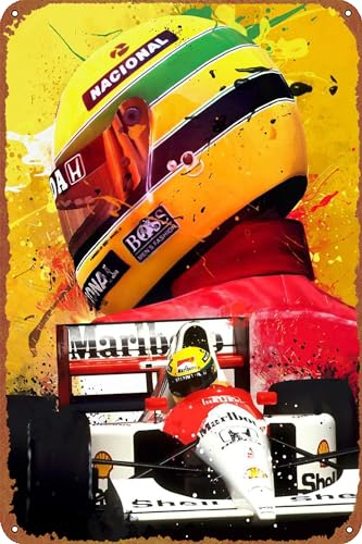 Formula 1 Alternatives Poster Ayrton Senna Legend F1 Sport Poster Metall Blechschild 20 x 30 cm – Retro Poster Geschenk, Bar, Café, Restaurant Wanddekoration Kunst