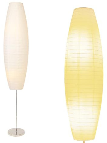 lianheng Moderne Stehlampe aus Reispapier, Papierlampe 150cm, Ovale Deko-Lampe mit Fußschalter, Papier Lampenschirm für Schlafzimmer, Büro und Wohnzimmer