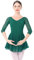 IMEKIS Ballettkleidung Damen Ballett Tanzkleid 3/4 Ärmel Ballettanzug Gymnastik Tanztrikot mit Chiffon Rock Ballettkleid Ballerina Tanzkleidung Grün M