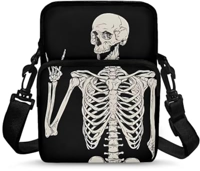 Belidome Damen-Umhängetasche, Umhängetasche, Handytasche, totenkopf